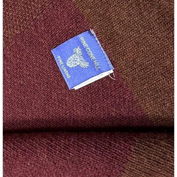 Pine Cone Hill Lambswool Throw Blanket Knit Bordered Quilt Purple Brown Luxury - Picture 9 of 14